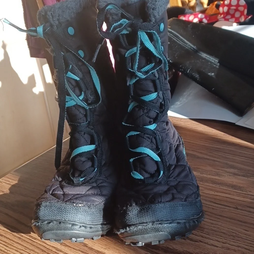 COLUMBIA Waterproof 200 Gram Insulation Winter Boots Teal Black Womens Size 7